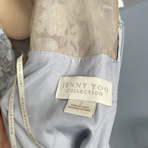 BHLDN x ANTHROPOLOGIE Jenny Yoo Kinsley Dress Embroidered Chiffon Whisper Blue - Picture 9 of 11